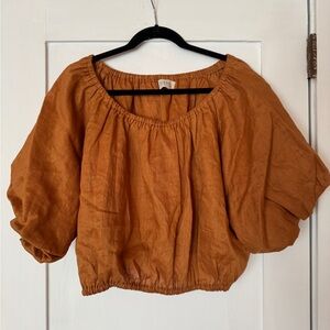 DISSH linen off the shoulder rust Top- never worn